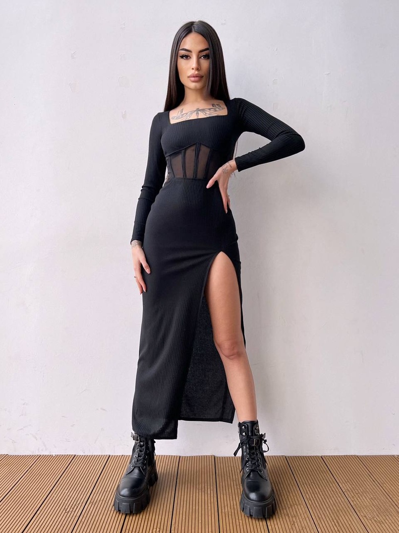 Сукня-міді  з елементами корсету   Сукня-міді  з елементами корсету   | PUSHKA SHOP