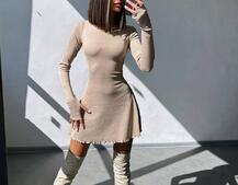 Трикотажна сукня міні  зі шнурівкою на спинці    Трикотажна сукня міні  зі шнурівкою на спинці    | PUSHKA SHOP