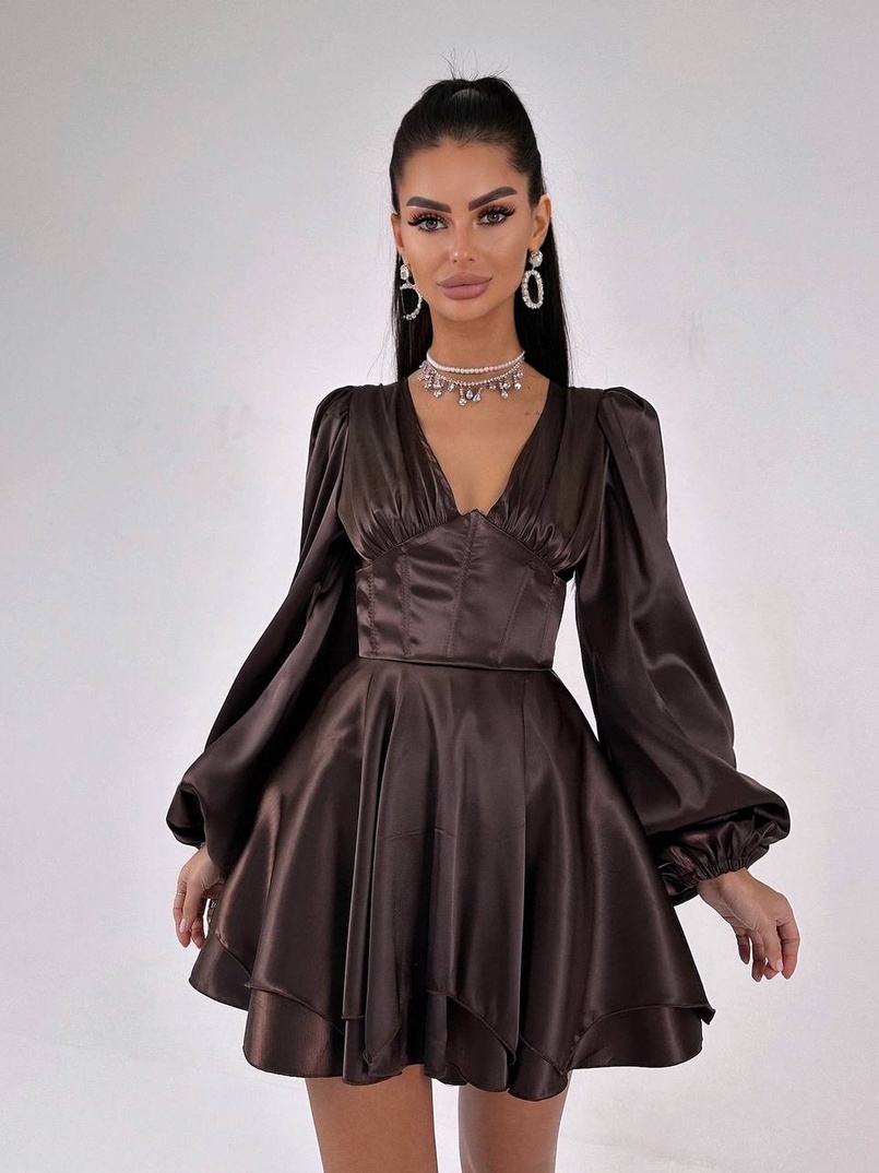 Атласна корсетна сукня  з пишною подвійною спідницею  Атласна корсетна сукня  з пишною подвійною спідницею  | PUSHKA SHOP