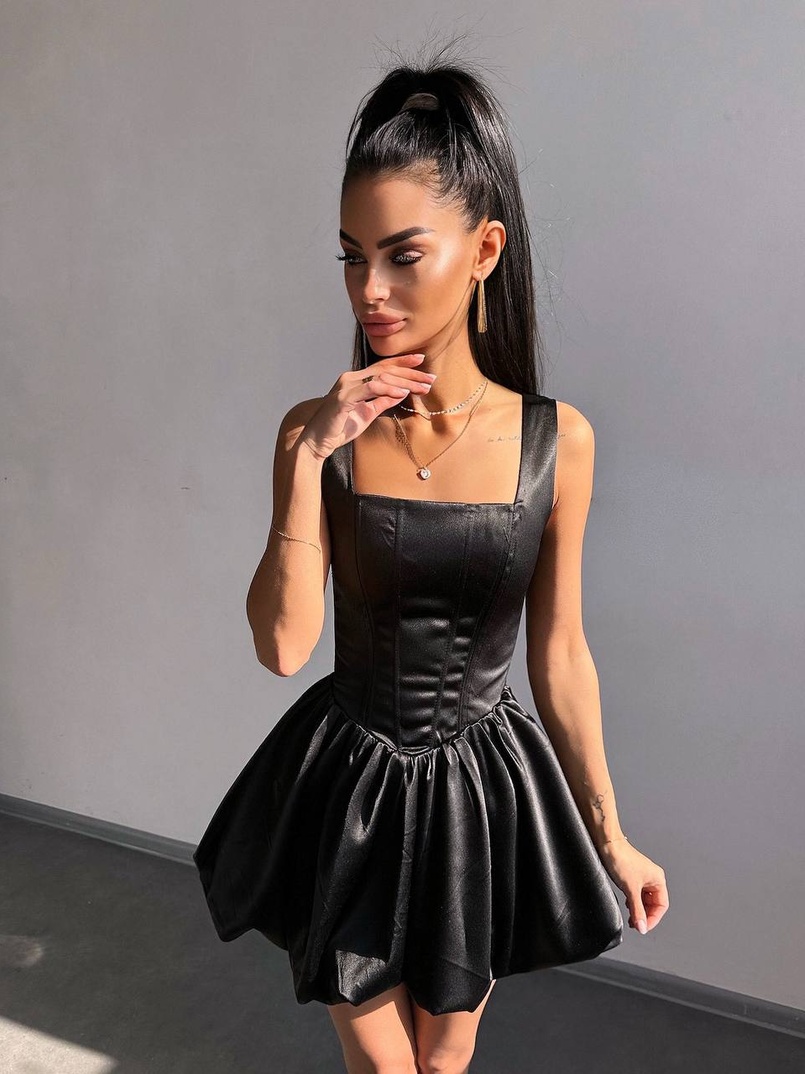 Атласна корсетна сукня міні  | PUSHKA SHOP