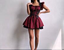 Сукня в клітинку декорована мереживом  Сукня в клітинку декорована мереживом  | PUSHKA SHOP