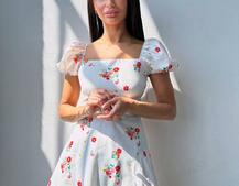 Сукня- міні у квітковий принт зі шнурівкою на спинці  Сукня- міні у квітковий принт зі шнурівкою на спинці  | PUSHKA SHOP