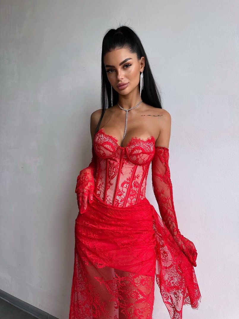 Корсетна сукня максі з рукавичками  | PUSHKA SHOP
