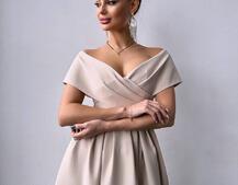 Сукня максі  з відкритими плечима та розрізом на спідниці | PUSHKA SHOP