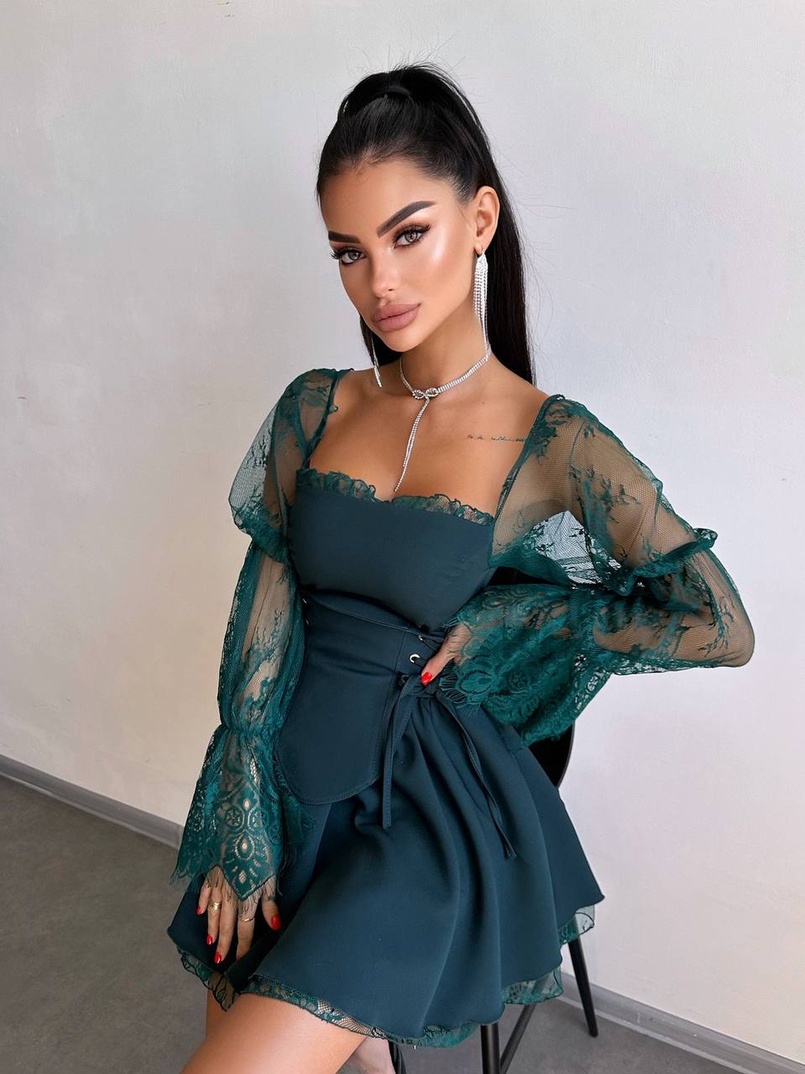 Сукня з корсетом декорована мереживом  Сукня з корсетом декорована мереживом  | PUSHKA SHOP