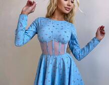 Корсетна сукня з пишною спідницею в квітковий Принт  | PUSHKA SHOP