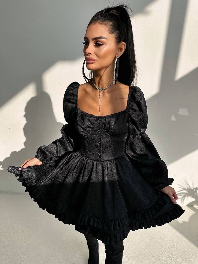 Корсетна сукня  з пишною подвійною спідницею та рюшами  Корсетна сукня  з пишною подвійною спідницею та рюшами  | PUSHKA SHOP