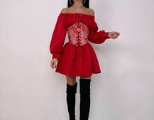 Приталена сорочка на плічках+  мереживний корсет Приталена сорочка на плічках+  мереживний корсет | PUSHKA SHOP