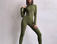 Облягаючий комбінезон з двома змійками та застібкою на талії Облягаючий комбінезон з двома змійками та застібкою на талії | PUSHKA SHOP