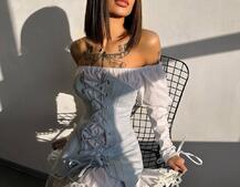 Комплект: сукня декорована мереживом + корсет  Комплект: сукня декорована мереживом + корсет  | PUSHKA SHOP