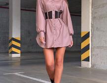 Сукня-сорочка з корсетними елементами з еко-шкіри Сукня-сорочка з корсетними елементами з еко-шкіри | PUSHKA SHOP