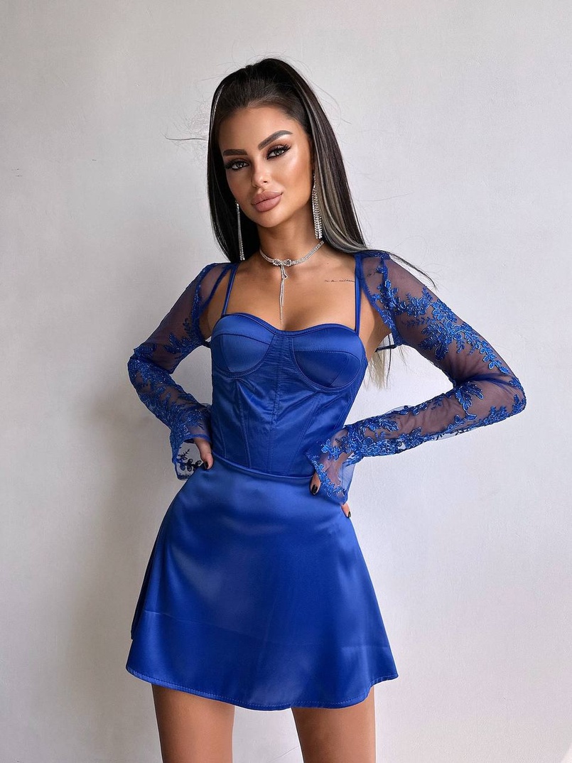 Атласна корсетна сукня-бюстьє + мереживне болеро Атласна корсетна сукня-бюстьє + мереживне болеро | PUSHKA SHOP