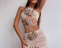 Комплект: топ та спідниця з трояндами    Ручна робота. Комплект: топ та спідниця з трояндами    Ручна робота. | PUSHKA SHOP