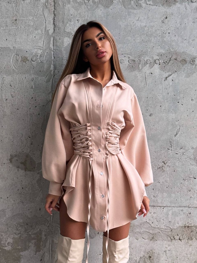 Сукня-сорочка зі шнурівкою Сукня-сорочка зі шнурівкою | PUSHKA SHOP