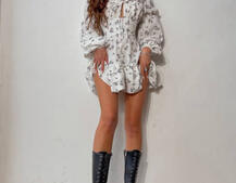 Сукня з квітковим принтом з воланами на ґудзиках  Сукня з квітковим принтом з воланами на ґудзиках  | PUSHKA SHOP