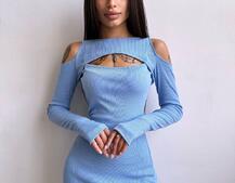 Трикотажна сукня з зав’язкою на ніжку   | PUSHKA SHOP