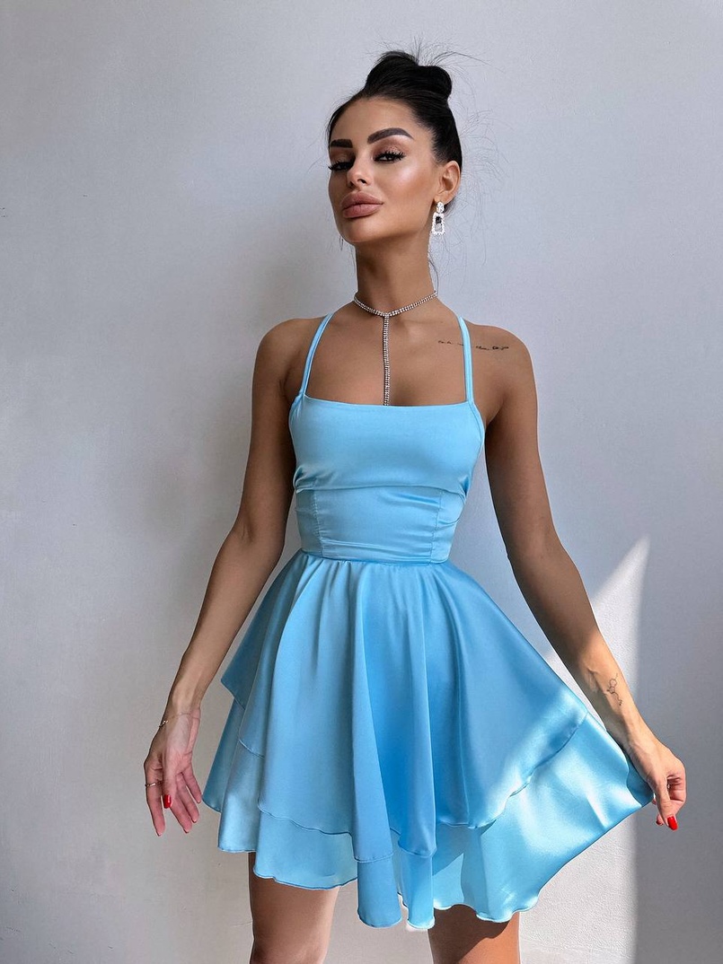 Шовкова сукня  з пишною спідницею та шнурівкою   | PUSHKA SHOP