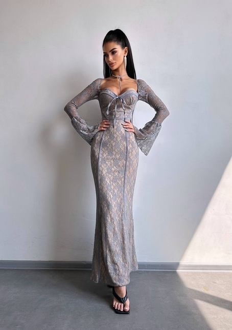 Мереживна сукня максі з чашечками    | PUSHKA SHOP