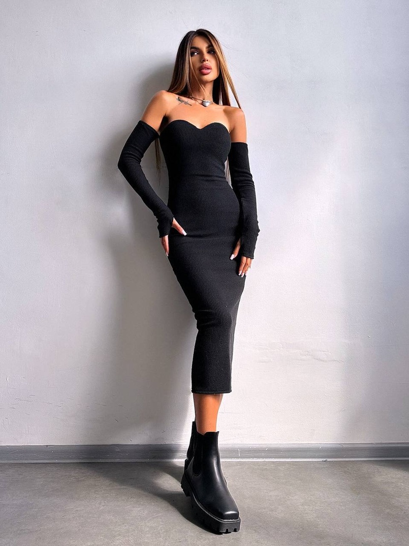 Трикотажна сукня міді  з чашечками  Трикотажна сукня міді  з чашечками  | PUSHKA SHOP