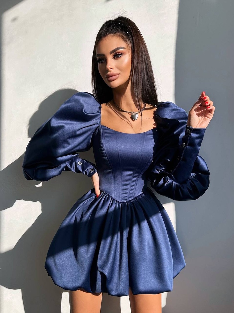 Сукня з обʼємними рукавами та спідницею балоном  Сукня з обʼємними рукавами та спідницею балоном  | PUSHKA SHOP