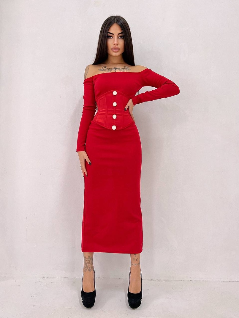 Сукня міді  + атласний корсет Сукня міді  + атласний корсет | PUSHKA SHOP