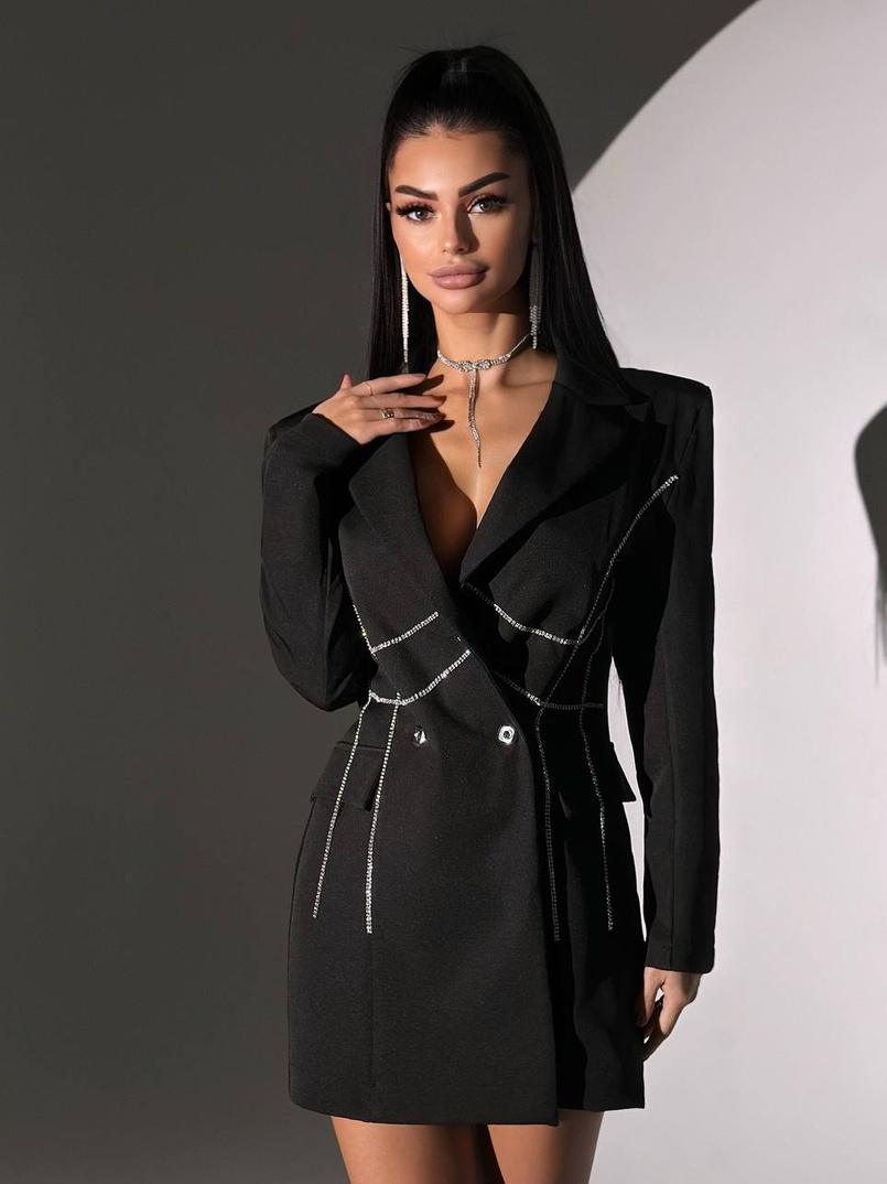 Сукня-піджак, декорована стразами Ручна робота Сукня-піджак, декорована стразами Ручна робота | PUSHKA SHOP