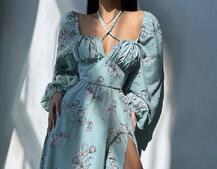 Сукня міді з квітковим принтом  | PUSHKA SHOP