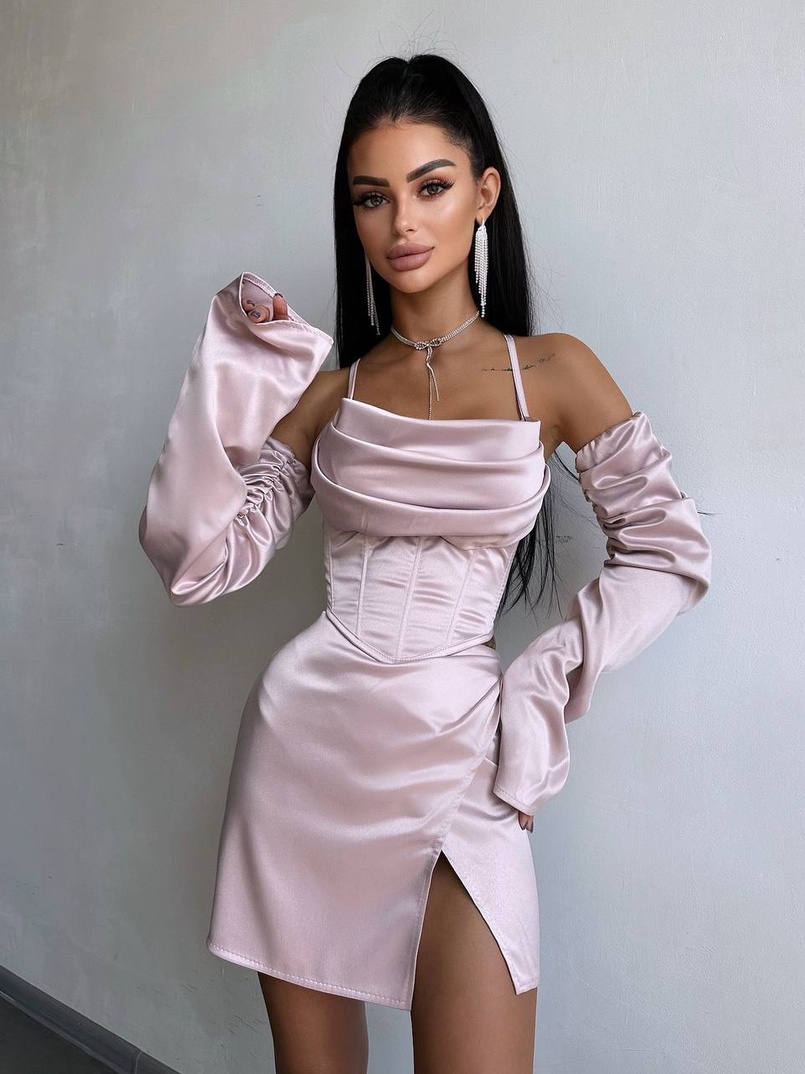 Комплект: корсет з рукавами    + спідниця міні з драпіруванням   Комплект: корсет з рукавами    + спідниця міні з драпіруванням   | PUSHKA SHOP