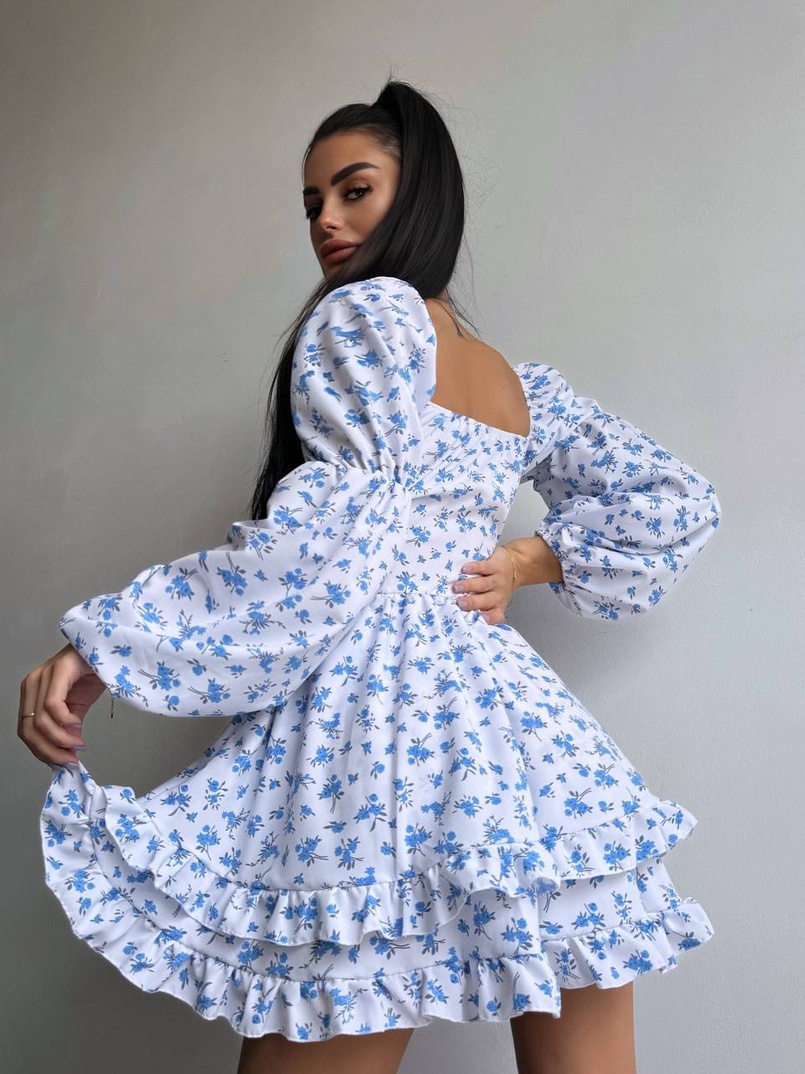 Сукня з квітковим принтом з воланами на ґудзиках  Сукня з квітковим принтом з воланами на ґудзиках  | PUSHKA SHOP