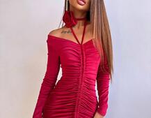 Оксамитова сукня  із зав'язкою на шию з трояндою | PUSHKA SHOP