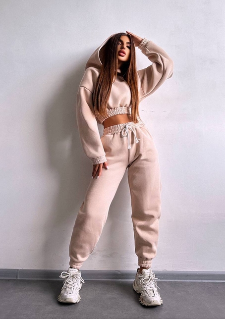 Базовий костюм на флісі з об'ємними капюшоном | PUSHKA SHOP