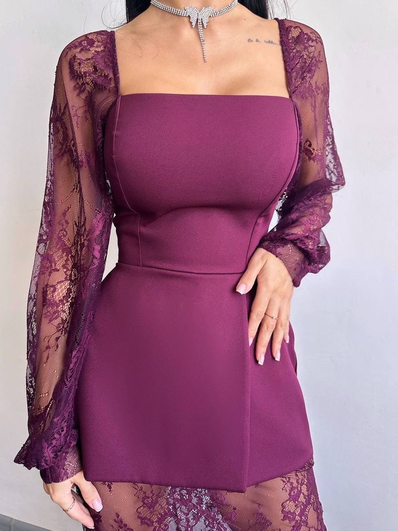 Комплект: блуза з баской + мереживна спідниця-шорти  | PUSHKA SHOP