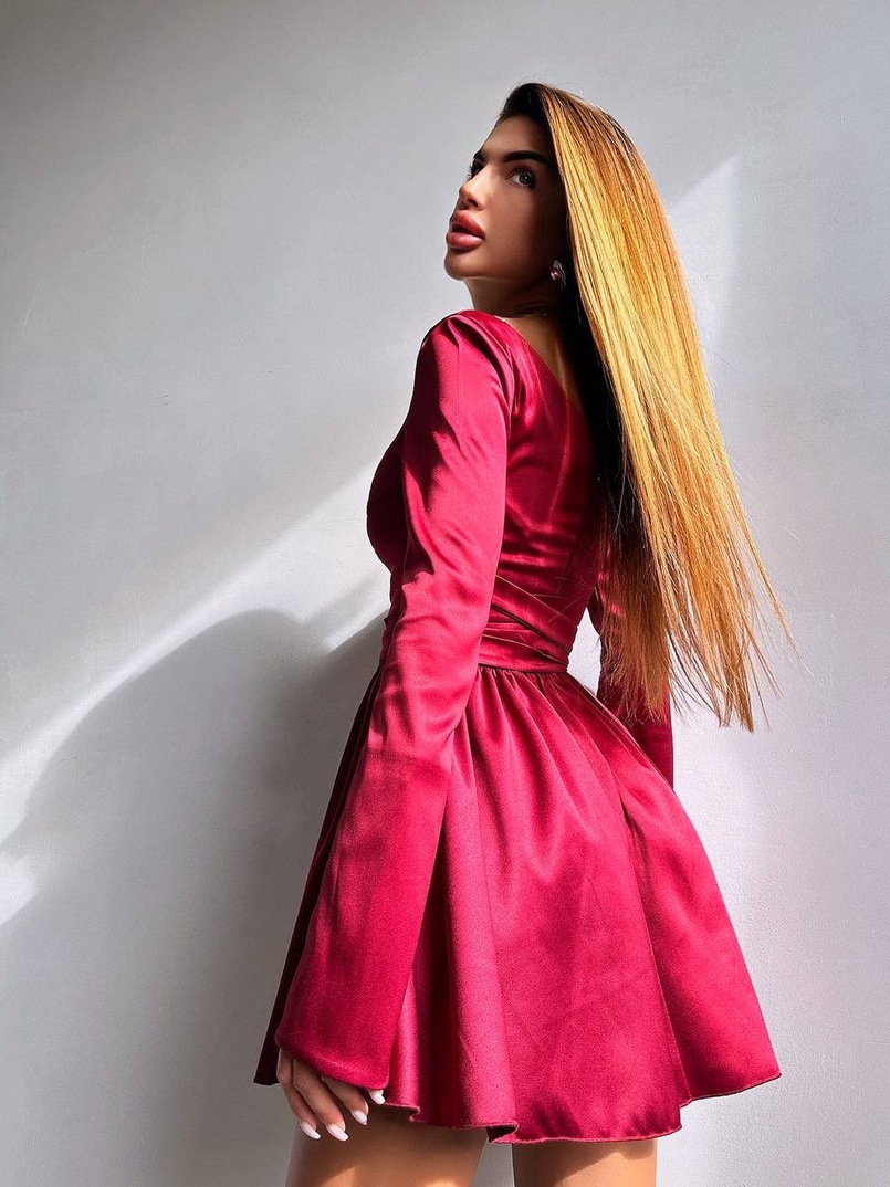 Атласна корсетна сукня  з пишною спідницею та зав‘язками на талії | PUSHKA SHOP