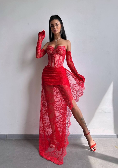 Корсетна сукня максі з рукавичками  | PUSHKA SHOP