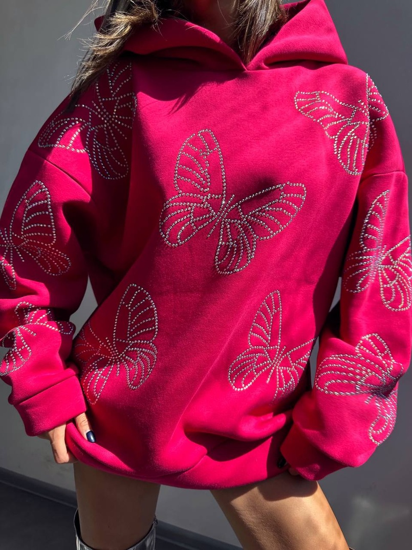 Трендове худі over size із сяючими стразами  Трендове худі over size із сяючими стразами  | PUSHKA SHOP