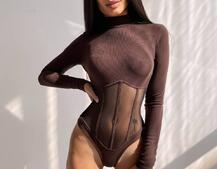 Трикотажне боді з сітчастою вставкою Трикотажне боді з сітчастою вставкою | PUSHKA SHOP