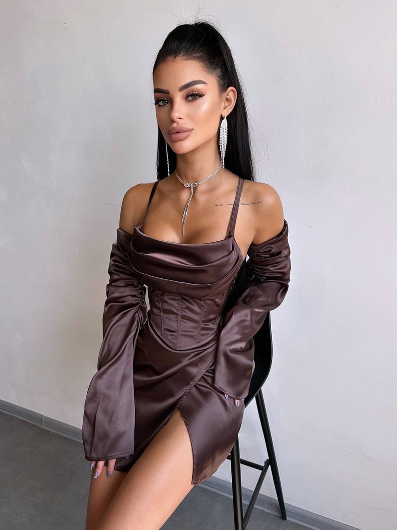 Комплект: корсет з рукавами    + спідниця міні з драпіруванням   Комплект: корсет з рукавами    + спідниця міні з драпіруванням   | PUSHKA SHOP