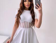 Сукня-міні  з елементами корсету  та спідницею солнцем Сукня-міні  з елементами корсету  та спідницею солнцем | PUSHKA SHOP