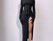 Комплект: трикотажне плаття- міді + корсет + рукавички Комплект: трикотажне плаття- міді + корсет + рукавички | PUSHKA SHOP