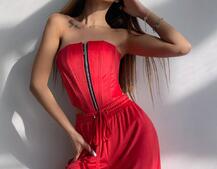 Велюровий комплект трійка: кофта + корсет на блискавці+ штани Велюровий комплект трійка: кофта + корсет на блискавці+ штани | PUSHKA SHOP