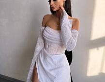 Комплект: корсет з рукавами + спідниця максі Комплект: корсет з рукавами + спідниця максі | PUSHKA SHOP