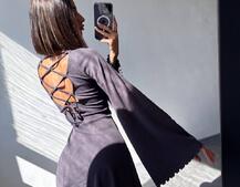 Трикотажна сукня зі шнурівкою на спинці    Трикотажна сукня зі шнурівкою на спинці    | PUSHKA SHOP