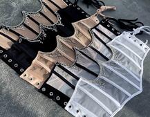 Корсет на кісточках зі шнурівкою, декорований бахромою зі страз Корсет на кісточках зі шнурівкою, декорований бахромою зі страз | PUSHKA SHOP