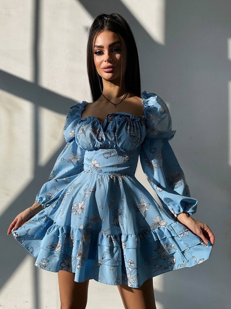 Квіткова сукня з воланами та шнуровкою по спинці Квіткова сукня з воланами та шнуровкою по спинці | PUSHKA SHOP