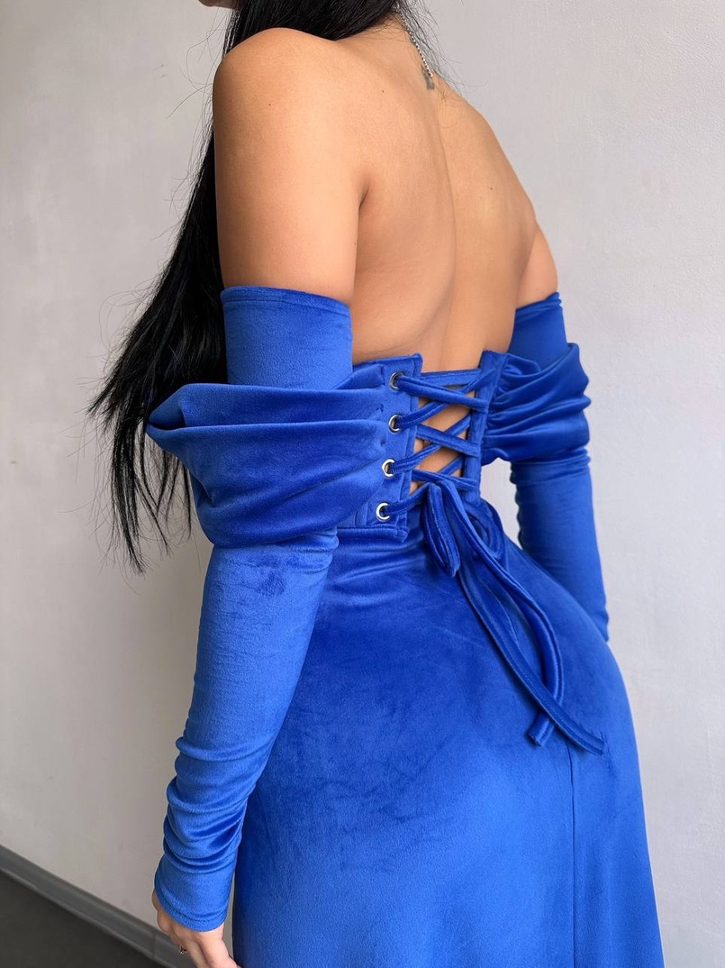 Оксамитова сукня максі декорована стразами  Ручна робота  | PUSHKA SHOP