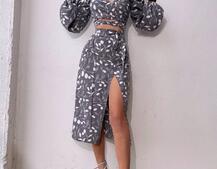 Комплект: топ із зав'язками на талії + спідниця міді з розрізом | PUSHKA SHOP