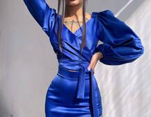 Атласний комплект, декорований бахромою зі страз Атласний комплект, декорований бахромою зі страз | PUSHKA SHOP