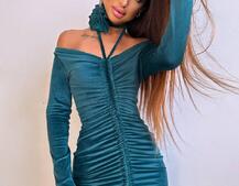 Оксамитова сукня  із зав'язкою на шию з трояндою | PUSHKA SHOP