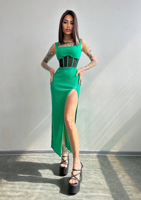 Сукня-міді  з елементами корсету   | PUSHKA SHOP