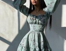 Квіткова сукня з воланами та шнуровкою по спинці Квіткова сукня з воланами та шнуровкою по спинці | PUSHKA SHOP